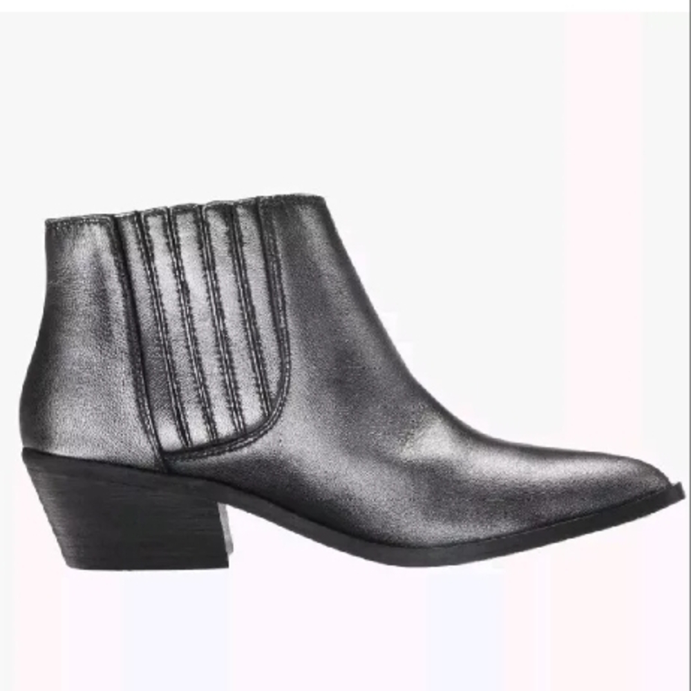 Chinese Laundry Farrah Ankle Booties Women Size 11 Leather Metallic Silv…